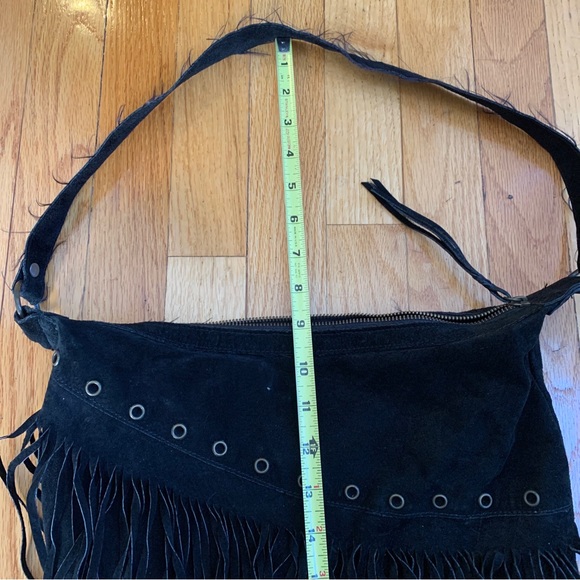 Roxy Black Suede Hobo or Western Purse with Fringe. - Picture 2 of 9